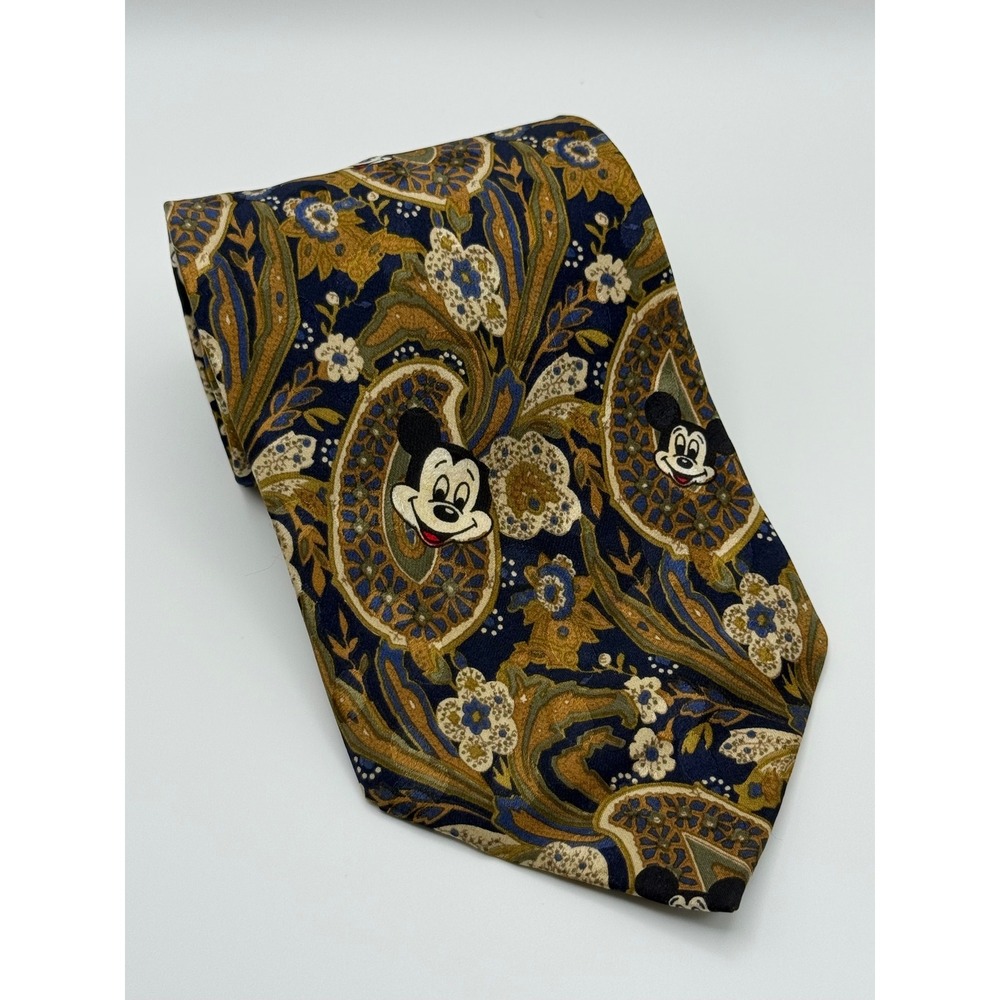 Disney Originals Necktie OS Mickey Mouse Paisley Silk Vintage Academic Retro